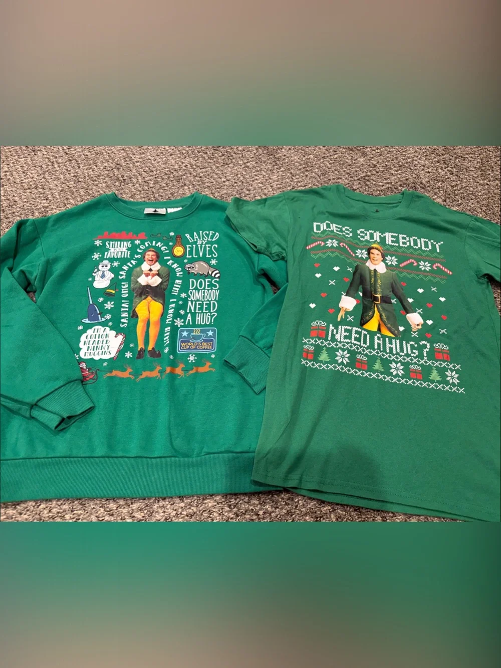 Hoodie and t shirt from Elf movie
